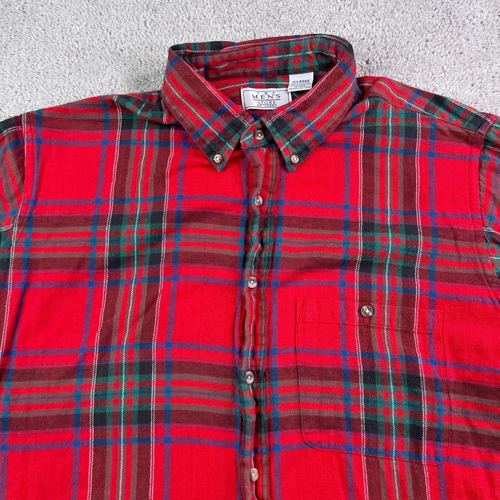 Vintage Sears Shirt Mens XL Red Plaid Flannel Lightweight Button Up Outdoors - Picture 3 of 11